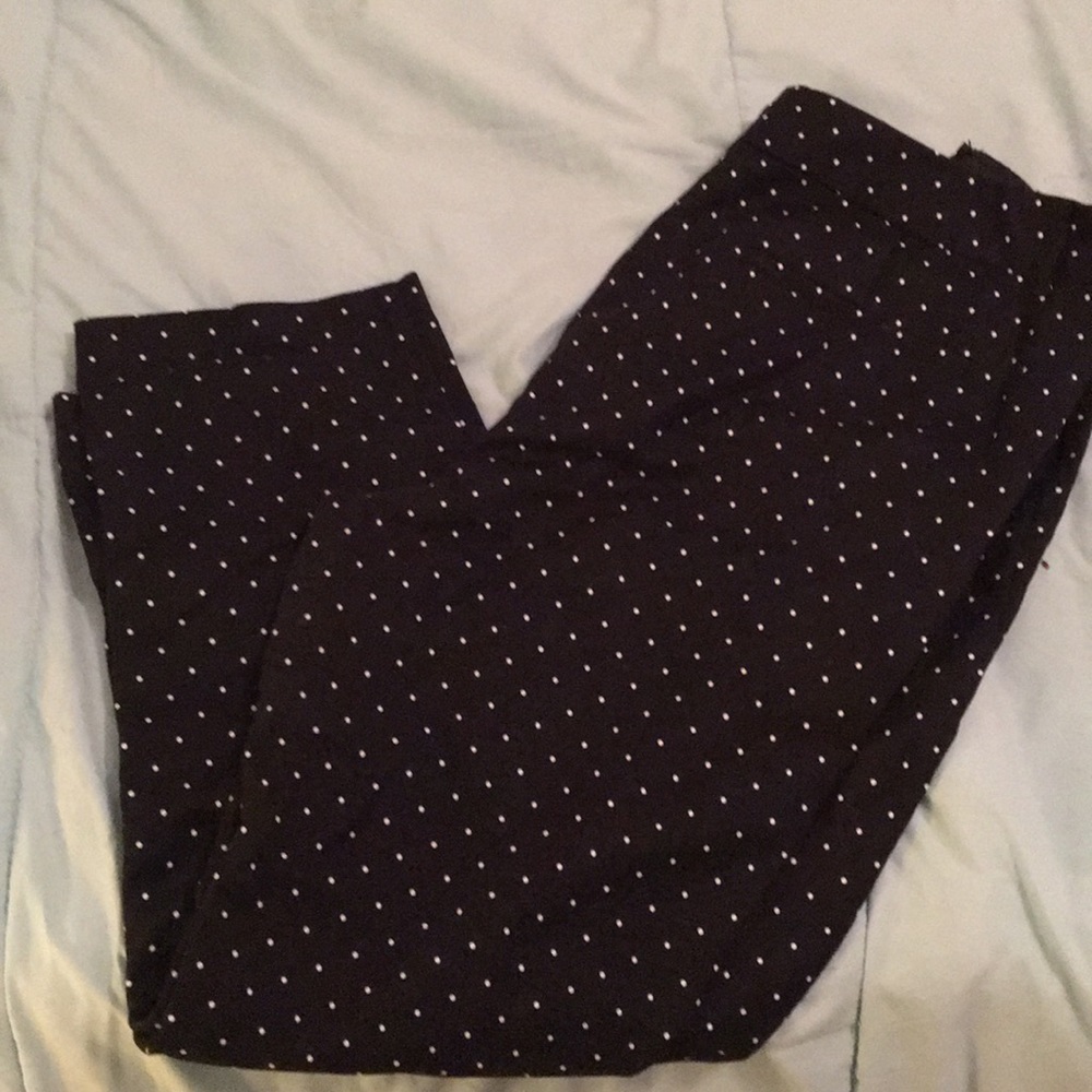 Black with white polka dots ankle pants
